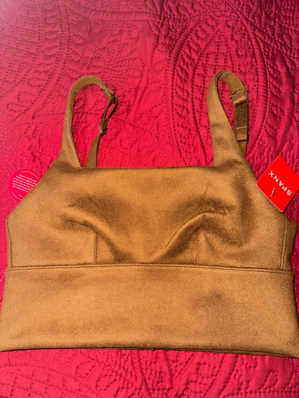 New SPANX suede  caramel Longline Bralette size XS